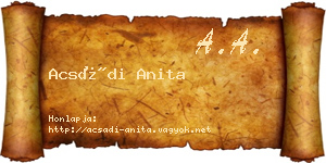 Acsádi Anita névjegykártya